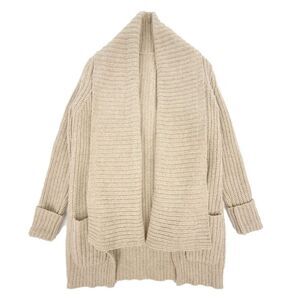 J. CREW Lambswool Shawl Collar Draped Cardigan Sweater Long Ribbed Knit Small